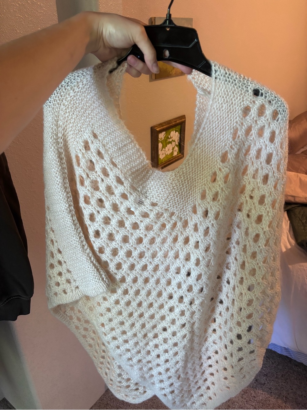 Geneva Cream Open-Knit V-Neck Sweater